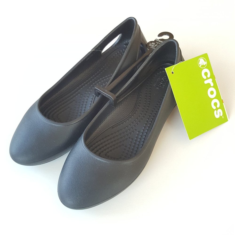 w4 crocs Laura Flat Ballerinas with Cut-Outs, black